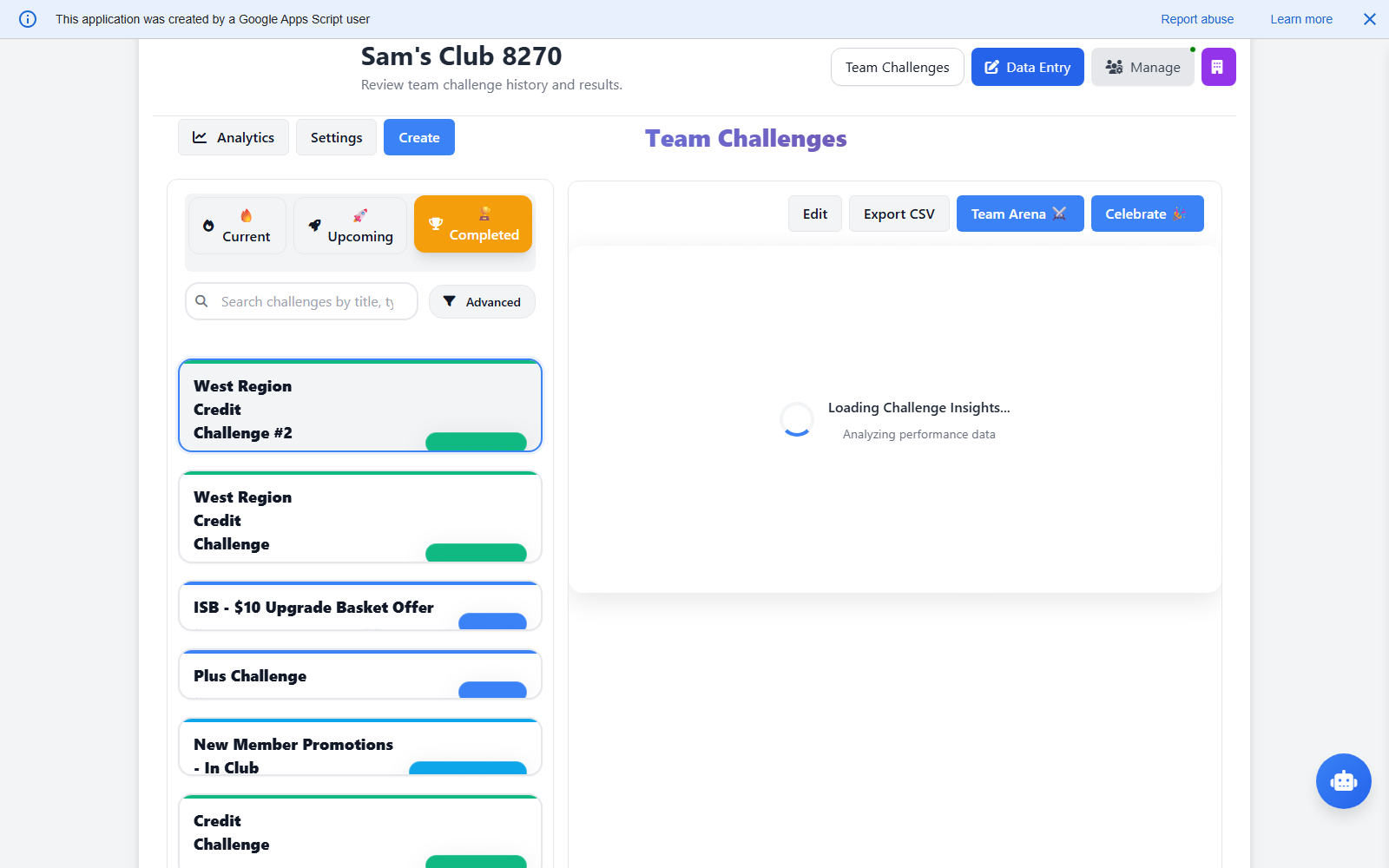 Front End team challenge completed view