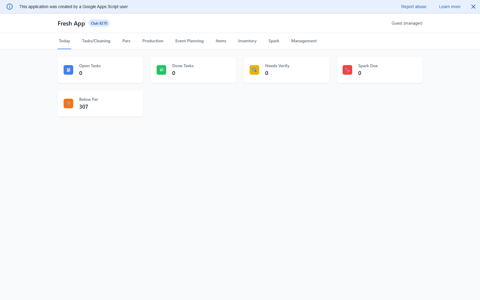Fresh app today screen